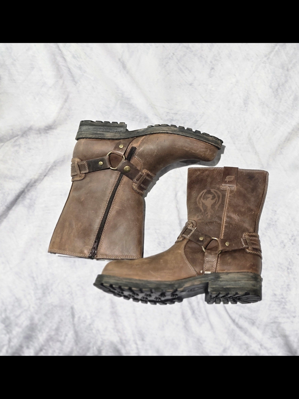 Skechers Brown Leather Motorcycle Harness Boots - Picture 5 of 7